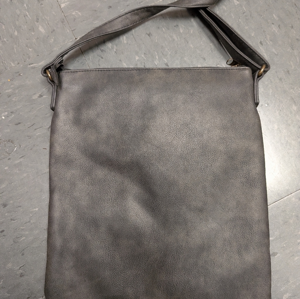 Diba True Women's Gray Leather Zipper Outer Pockets Crossbody Strap Shoulder Bag - Picture 3 of 5
